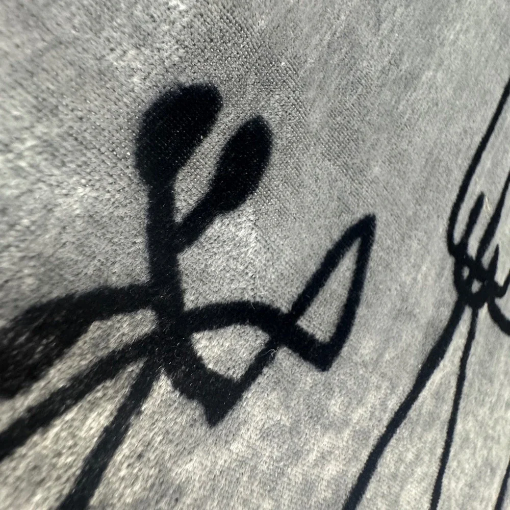 Joan Miro Unique Black and Grey‎ Abstract Figure Velour Scarf Shawl